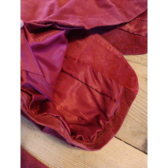 Vtg Liz Claiborne Women Petite S Red Suede Jacket Blazer Button Down Mock Collar - Picture 7 of 7